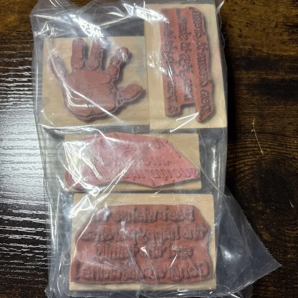 4 Vintage Rubber Stamps - Baby And Adoption -Nice Condition
